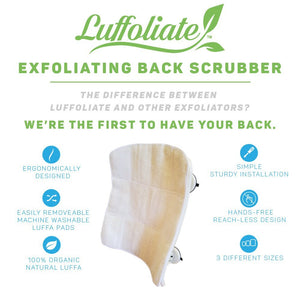 Luffoliate – Exfoliating Hands-Free Shower Loofah Back Scrubber (20 x 12 Inches) Medium