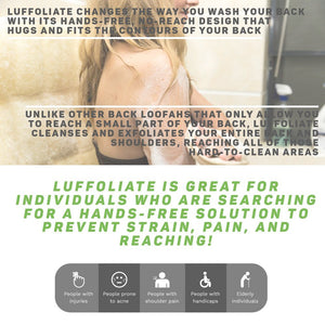 Luffoliate – Exfoliating Hands-Free Shower Loofah Back Scrubber (20 x 12 Inches) Medium